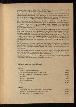 Übersicht über den Unterrichtsstoff