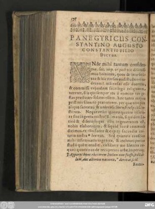 Panegyricus Constantino Augusto Constantinii Filio Dictus.