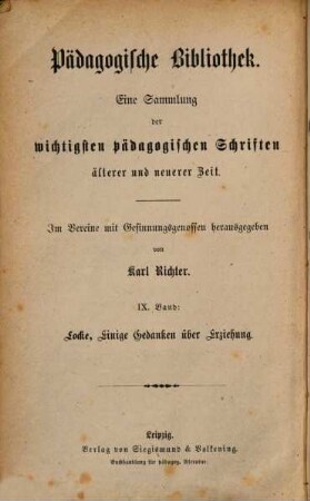 Einige Gedanken über Erziehung