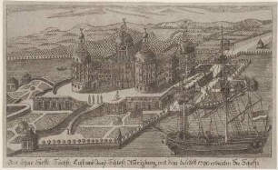 Schloss Moritzburg nach Nordosten, mit 1790 erbautem Segelschiff