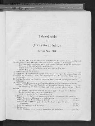 Jahresbericht der Finanzdeputation für das Jahr 1909.