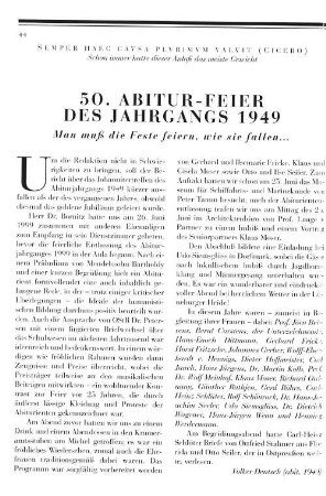 50. Abitur-Feier des Jahrgangs 1949