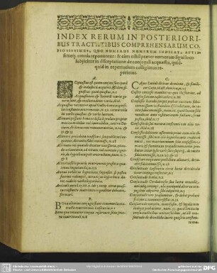 Index Rerum In Posterioribus Tractatibus Comprehensarum Copiosissimus