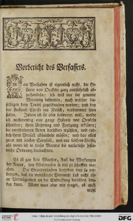 Vorbericht des Verfassers