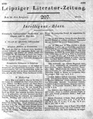 1815-08-26 : 207. Stück [Intelligenz-Blatt]