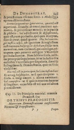 Cap. II. De Principiis material. remotis Demonst. seu De Tribvs Praecognitis.