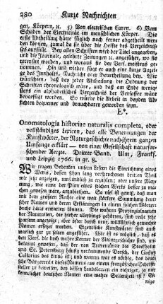 Onomatologia historiae naturalis completa. Dritter Band.