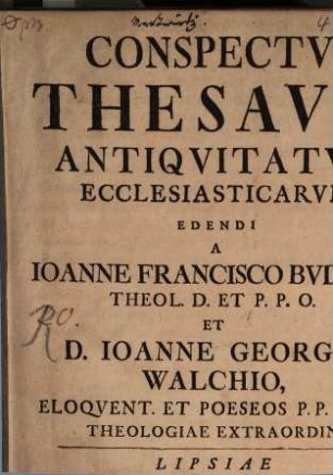 Conspectus Thesauri Antiquitatum Ecclesiasticarum