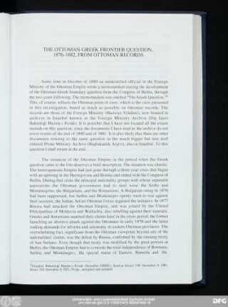 The Ottoman-Greek Frontier Question, 1876-1882, From Ottoman Records