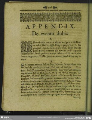 Appendix. De eventu dubio