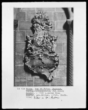 Epitaph des Domkapitelbaumeisters Joh. Georg Aender (+ 1749) und seiner Frau (+ 1749)
