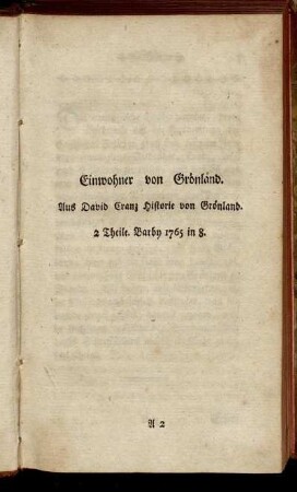 Einwohner von Grönland. Aus David Cranz Historie von Grönland. 2. Theile. Barby 1765 in 8.