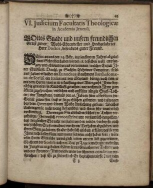 VI. Iudicium Facultatis Theologicae in Academia Ienensi