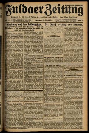 Ausgabe vom Samstag, den 25. April 1931.