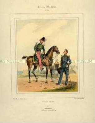 Uniformdarstellung, Stabsoffiziere, Königreich Belgien, 1831/1850. Tafel Nr. 34 aus Galerie Militaire.