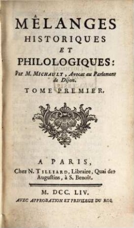 Mêlanges Historiques Et Philologiques, 1
