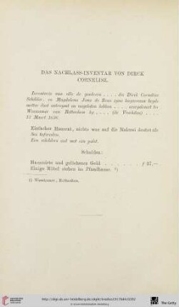 Das Nachlass-Inventar von Dirck Cornelisz