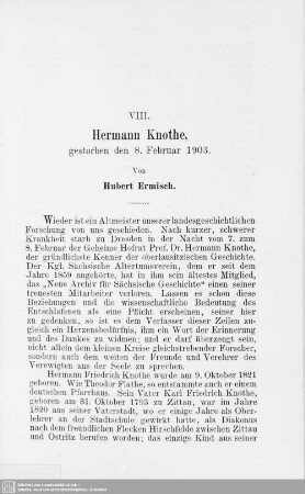 VIII. Hermann Knothe, gestorben den 8. Februar 1903