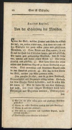 Zweites Kapitel. Von der Schöpfung des Menschen