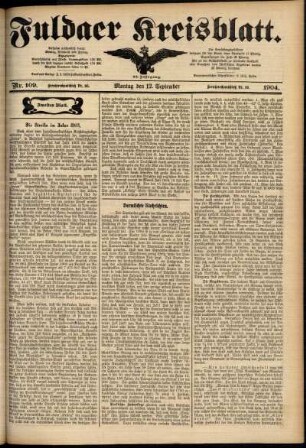 Zweite Ausgabe vom Montag, den 12. September 1904.