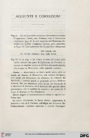 Aggiunte e correzioni