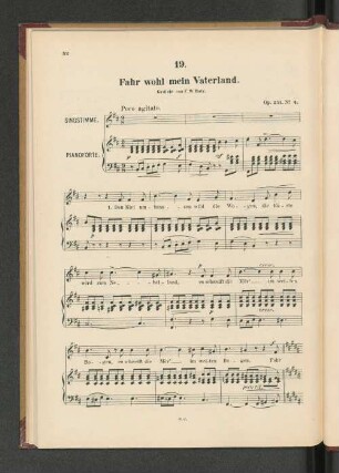 19. Fahr wohl mein Vaterland. [Piano.]