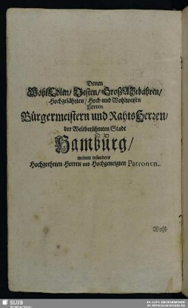 Denen Wohledlen... [Widmung C. Bernhard]