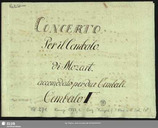 Concertos - Mus.3972-O-5 : Arr; cemb (2); KV 271
