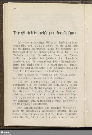 Die Eintrittspreise zur Ausstellung