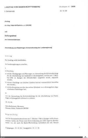 Antrag der Grünen: Abschiebung von Flüchtlingen