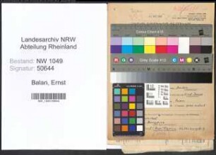 Entnazifizierung Ernst Balan , geb. 19.02.1892 (Angestellter)