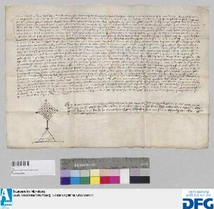 Der Notar Albertus Treusman vidimirt eine Urkunde (Nr. 54 (a)) vom 20. September 1355 für den Pfarrer Johannes von Otensos.