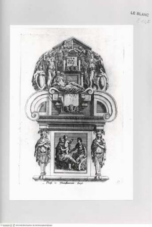 Monumenta clarorum doctrina praecipuè ..., Tafel 51: Grabmonument des Bartoli (?) in Perugia, San Francesco al Prato(?)