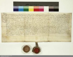 Revers Melchior Reinhards von Berlichingen bezüglich der Belehnung mit zwei Vorwerken in Milz und weiteren im Einzelnen aufgeführten Lehen durch Johann Bernhard [Schenck zu Schweinsberg], Abt von Fulda