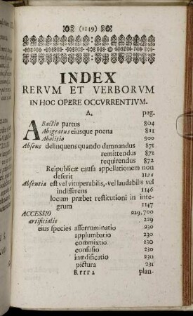 Index Rerum Et Verborum In Hoc Opere Occurrentium.