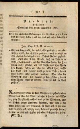 305-319, Predigt, gehalten Sonntasg den 10ten November 1799.