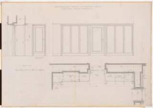 Preußischer Landtag, Berlin Umbau zum »Haus der Flieger«: Umbau Stabsamt, Raum 10 (Registratur): Tür und Wandverkleidung (Ansicht, Schnitt, Grundriss 1:10)