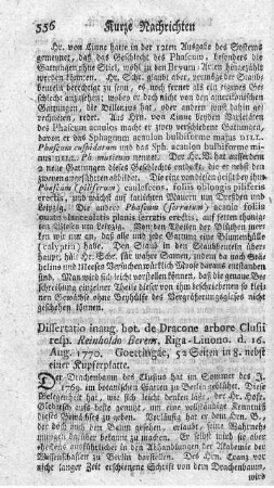 De dracone arbore Clusii. Diss.inaug.