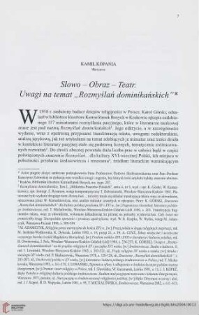 66: Słowo - obraz - teatr : uwagi na temat "Rozmyślań dominikańskich"