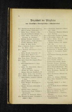 Verzeichniß der Mitglieder des Deutschen Evangelischen Schulvereins
