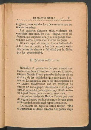 El primer infortunio