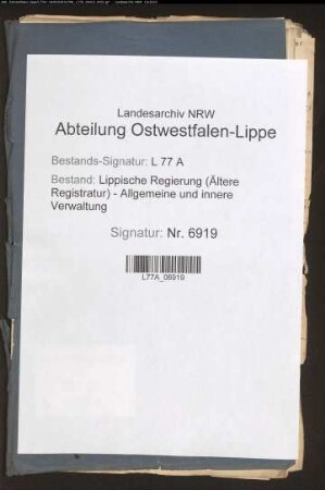 Anstellung des Grenzaufsehers Limberg aus Hiddesen