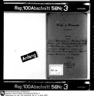 Markkotten des Peterfreien Reuter zu Neuenkirchen/Melle Enthält u.a.: Beschwerde des Inhabers gegen den Archidiakonal-Kommissar Koch wegen Besitzstörung