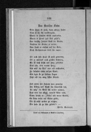 Des Greises Liebe.