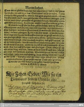 Die Zehen Gebot, Wie sie ein Hausvater seinem Gesinde einfeltiglich fürhalten sol