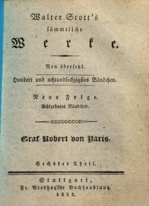 Graf Robert von Paris : Aus dem Engl., 6