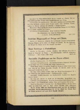Feindlicher Fliegerangriff auf Brügge und Ostende.