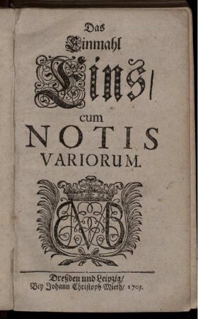 Das Einmahl Eins : cum Notis Variorum