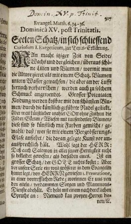 Evangel. Matth. 6, 34-36. Dominica XV. post Trinitatis.