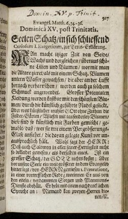 Evangel. Matth. 6, 34-36. Dominica XV. post Trinitatis.